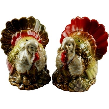 app 3 x 3 x3 in great condition colorful birds TURKEY Salt and Pepper Set ceramic turkeys